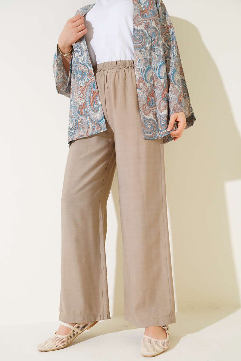 Beli Lastikli Tencel Pantolon
