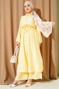 Belted Tunic Long Two-Piece Set Yellow