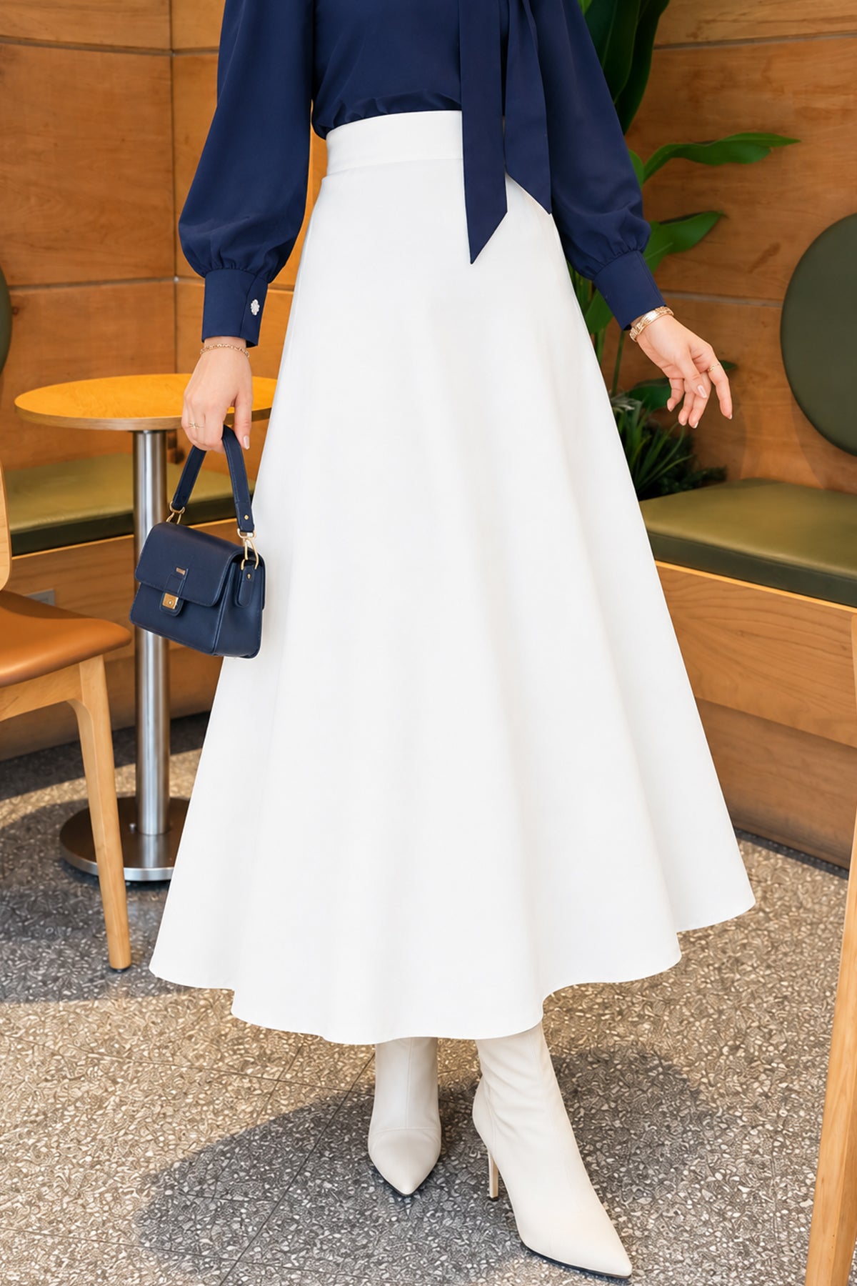 Flared Basic Skirt with Elasticated Waist