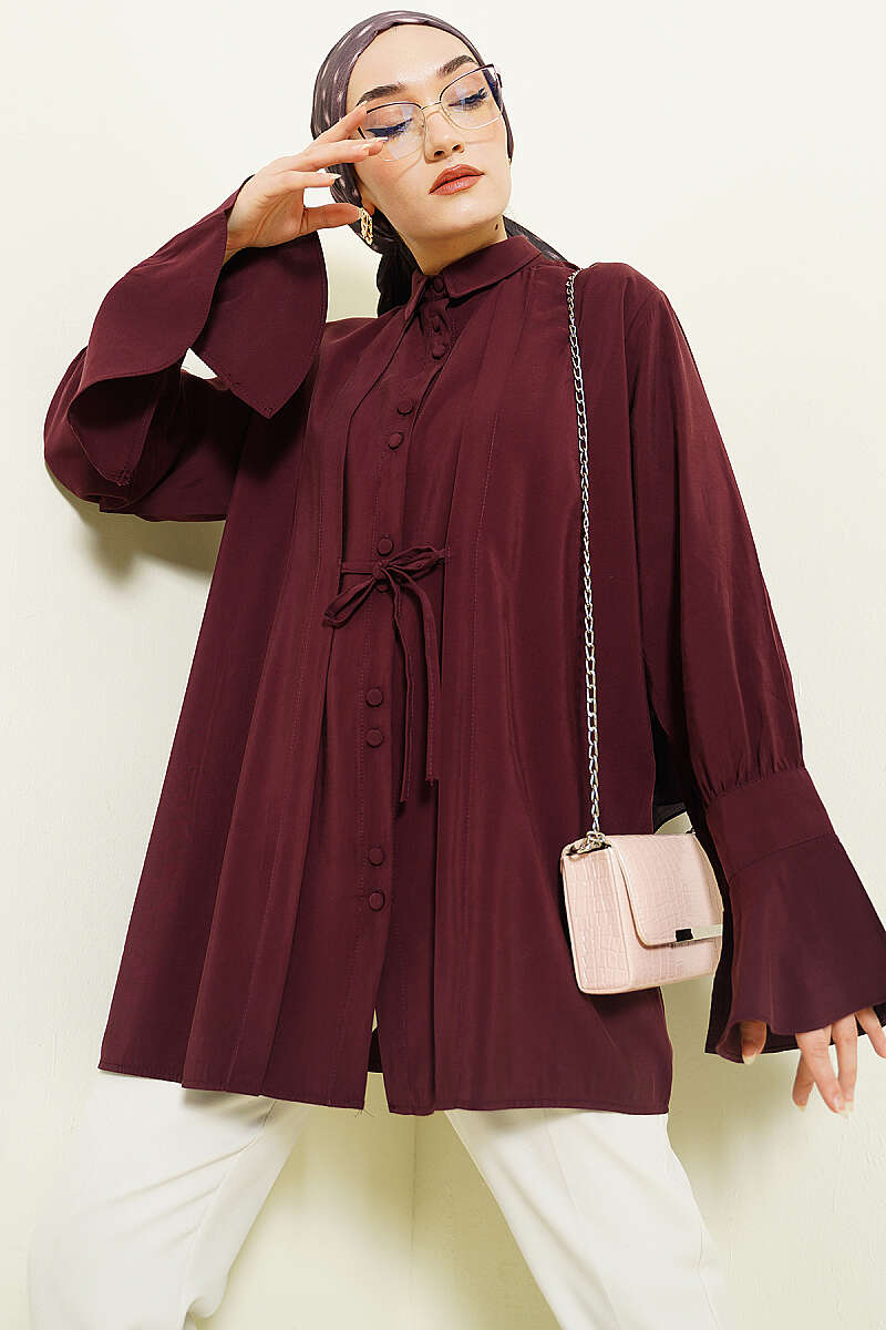 Bilek Fırfırlı Salaş Modal Gömlek