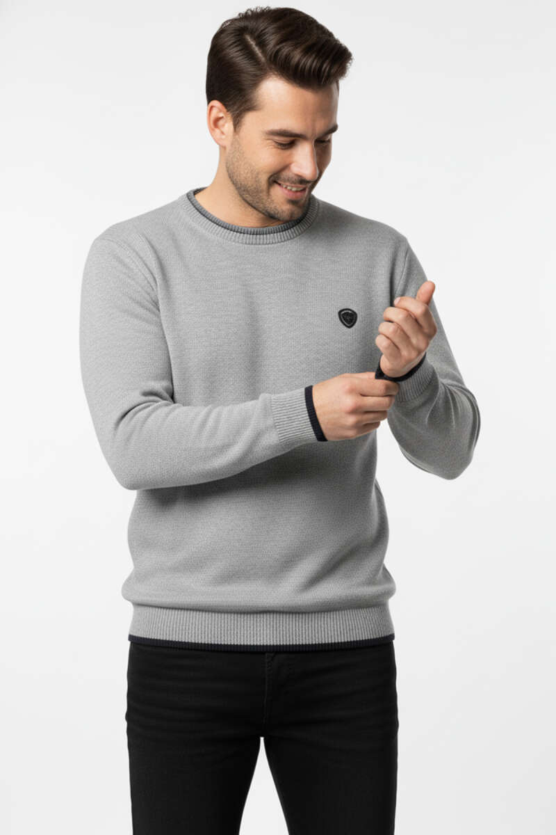 Bisiklet Yaka Armalı Erkek Sweatshirt