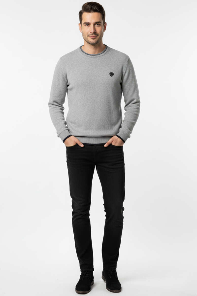Bisiklet Yaka Armalı Erkek Sweatshirt