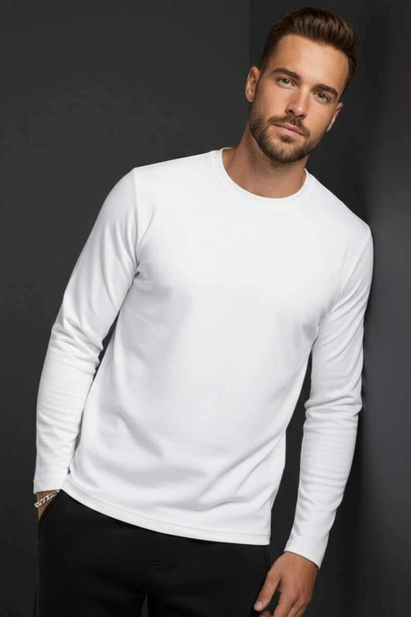 Bisiklet Yaka Basic Erkek Sweatshirt
