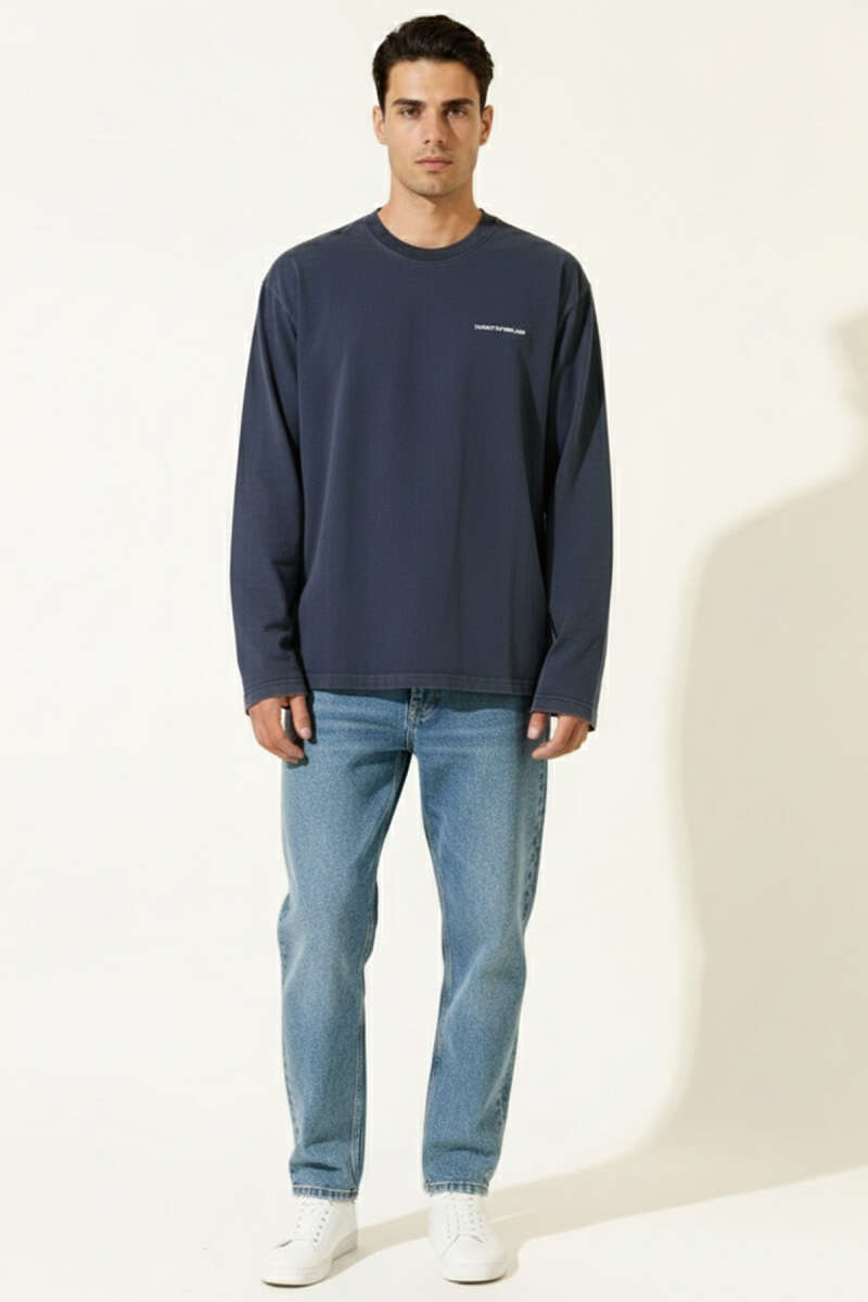 Bisiklet Yaka Baskılı Sweatshirt