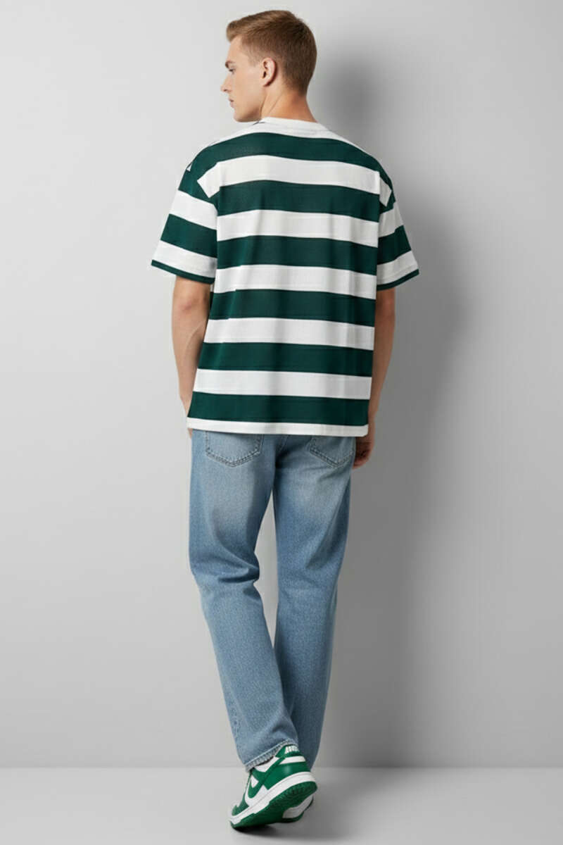 Bisiklet Yaka Blok Renkli T-shirt Nefti