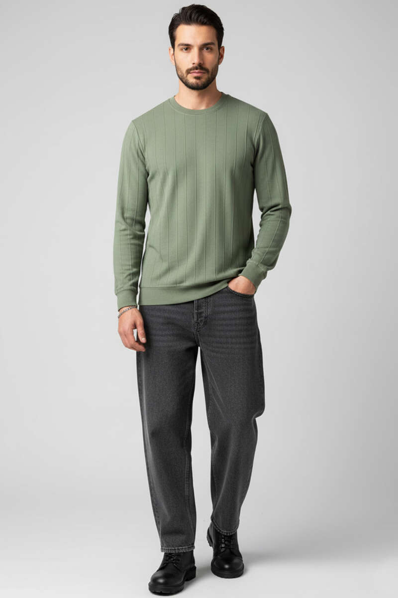 Bisiklet Yaka Dikişli Erkek Sweatshirt