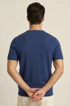 Bisiklet Yaka Erkek Triko T-shirt Lacivert