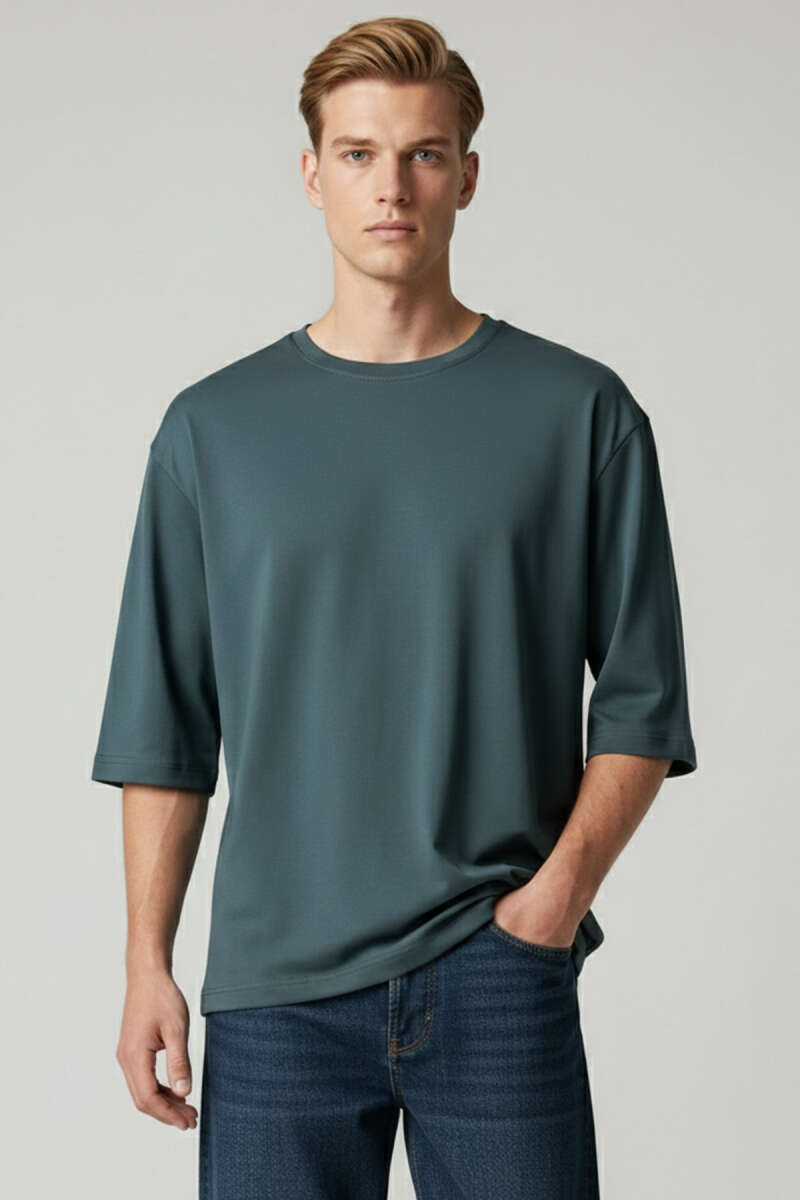 Bisiklet Yaka Fakir Kollu T-shirt