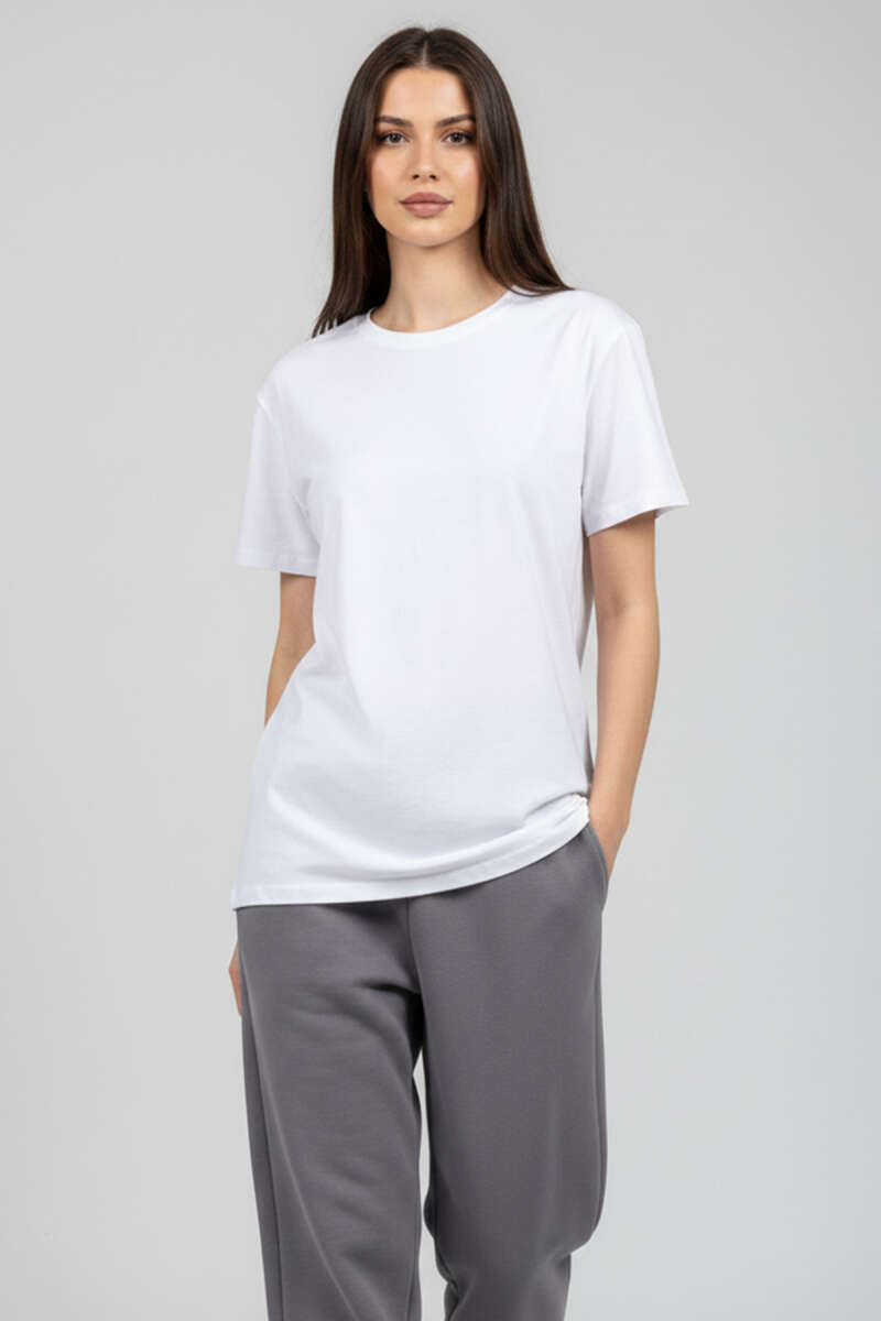 Bisiklet Yaka Kısa Kollu T-shirt