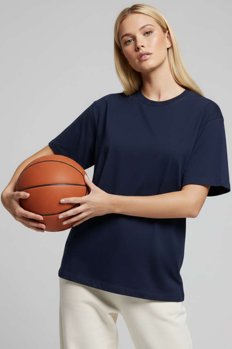 Bisiklet Yaka Kısa Kollu T-shirt Lacivert