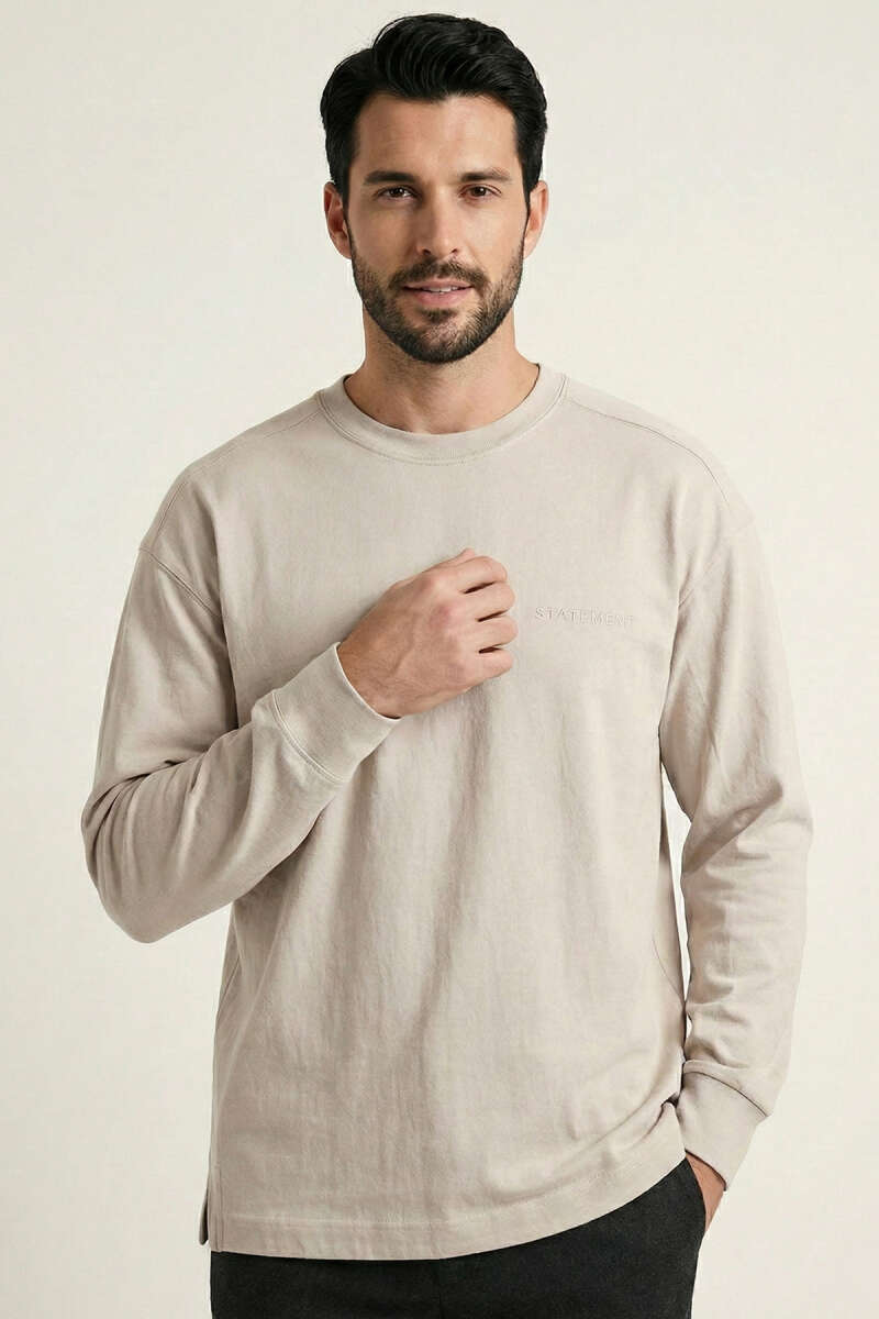 Bisiklet Yaka Kol Ribanalı Erkek Sweatshirt