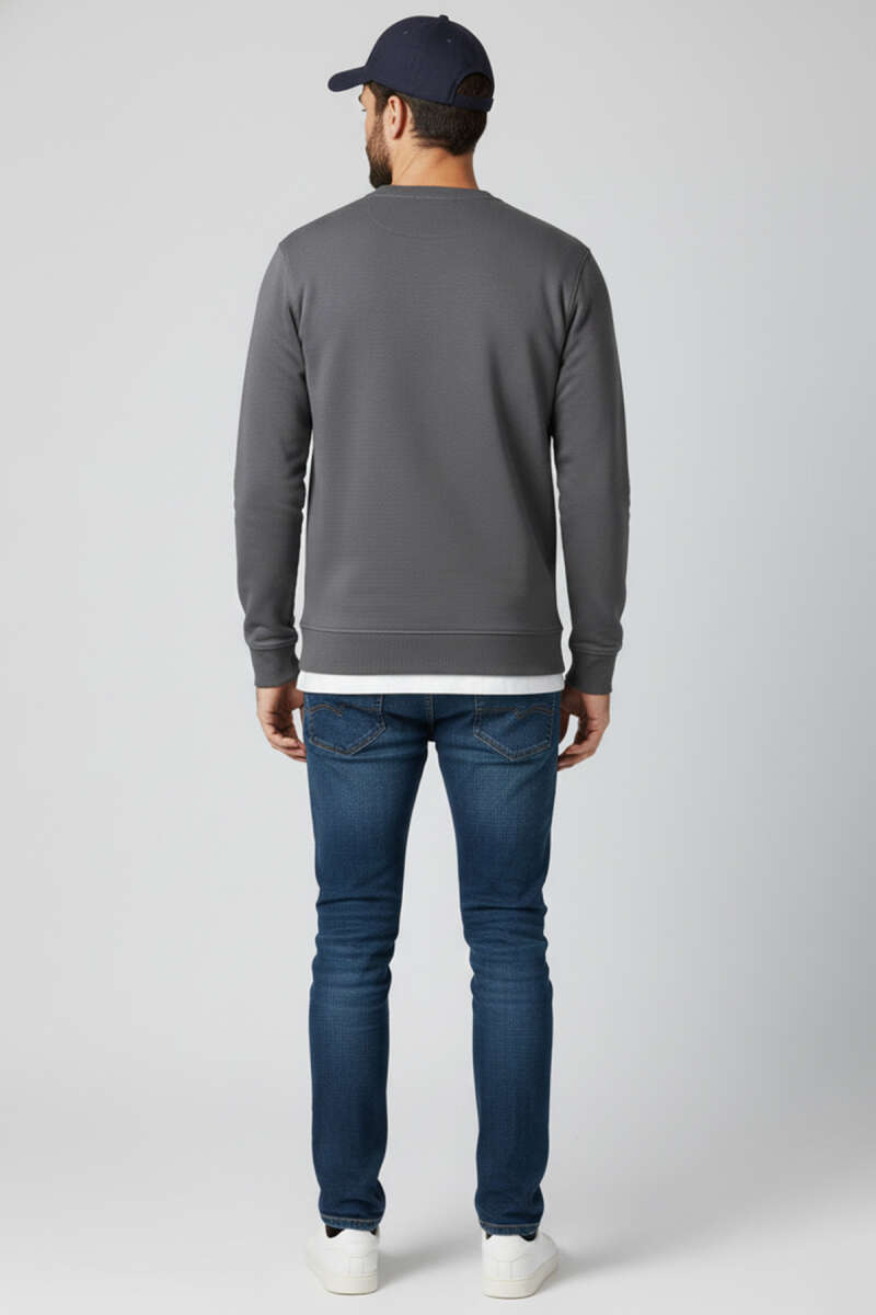 Bisiklet Yaka Manşetli Erkek Sweatshirt
