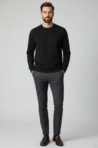 Bisiklet Yaka Manşetli Erkek Sweatshirt Siyah