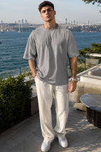 Bisiklet Yaka Oversize Erkek Basic T-shirt