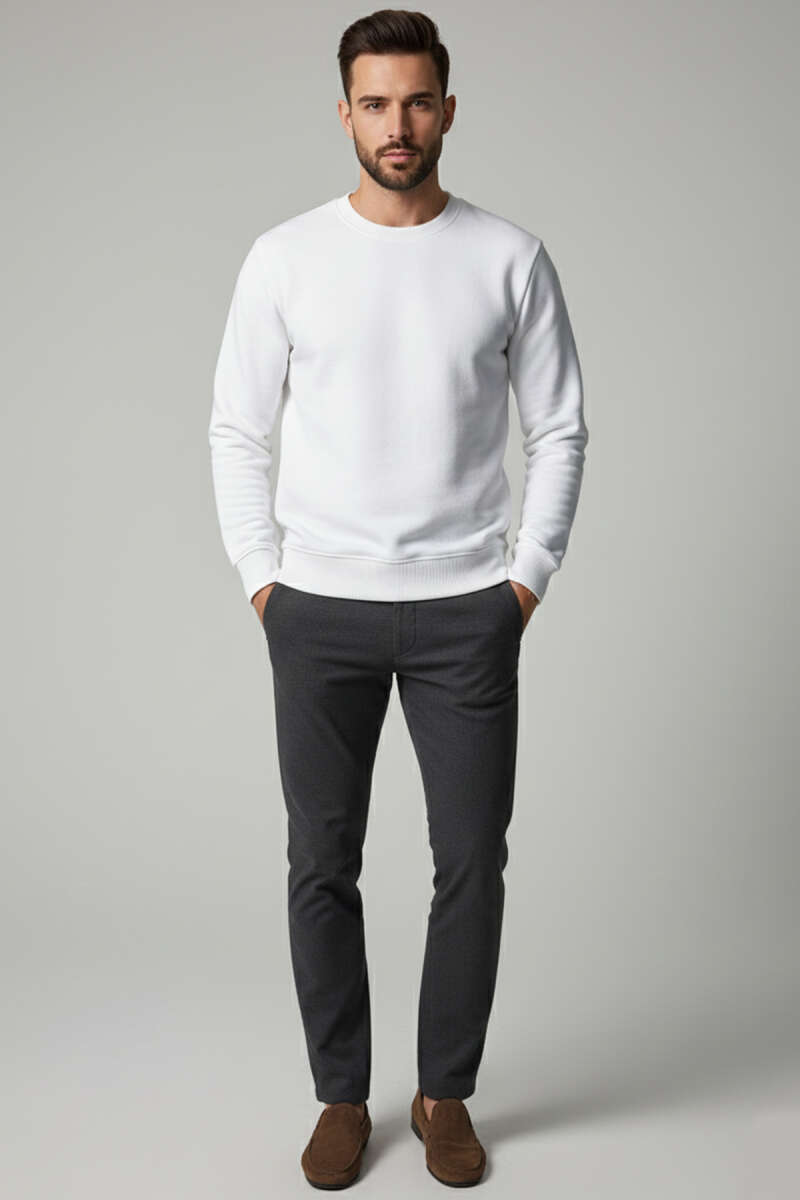 Bisiklet Yaka Selanik Erkek Sweatshirt