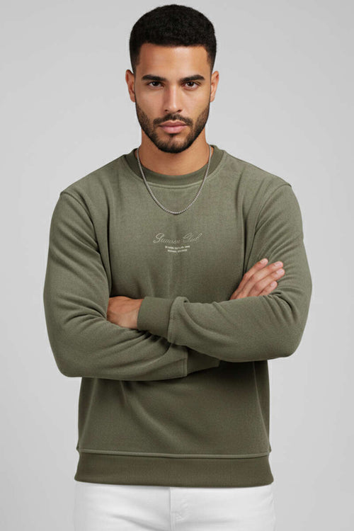 Bisiklet Yaka Süet Erkek Sweatshirt