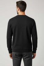Bisiklet Yaka Süet Erkek Sweatshirt