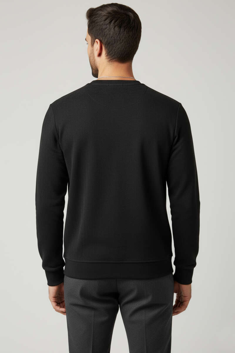 Bisiklet Yaka Süet Erkek Sweatshirt