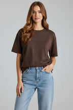 Bisiklet Yaka Taşlı T-shirt