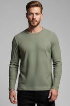 Bisiklet Yaka Waffle Erkek Sweatshirt