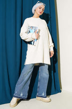 Bisiklet Yaka Yumoş Yan Yırtmaçlı Triko Tunik