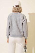 Biye Detaylı Baskılı Üç İplik Sweatshirt