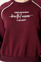 Biye Detaylı Baskılı Üç İplik Sweatshirt
