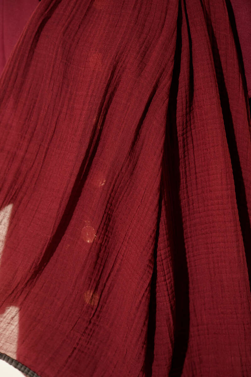 Biyeli Müslin Şal Bordo Füme