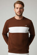 Blok Renkli Selanik Erkek Sweatshirt Kiremit