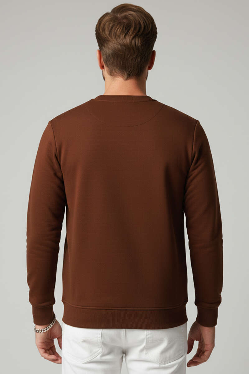Blok Renkli Selanik Erkek Sweatshirt Kiremit