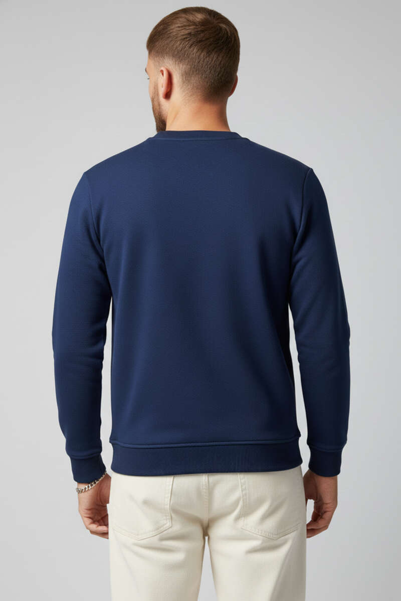Blok Renkli Selanik Erkek Sweatshirt Lacivert