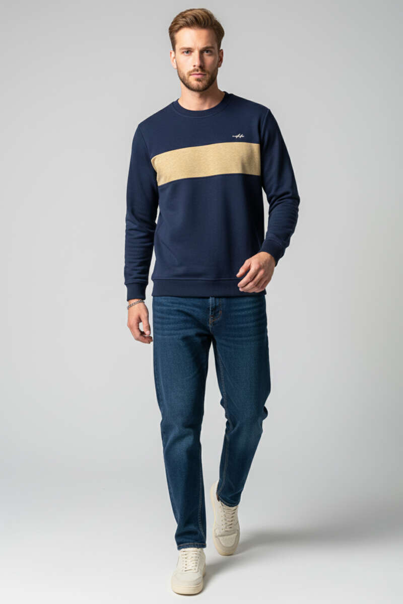 Blok Renkli Selanik Erkek Sweatshirt