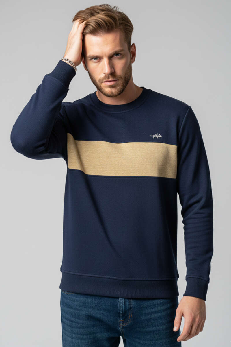Blok Renkli Selanik Erkek Sweatshirt
