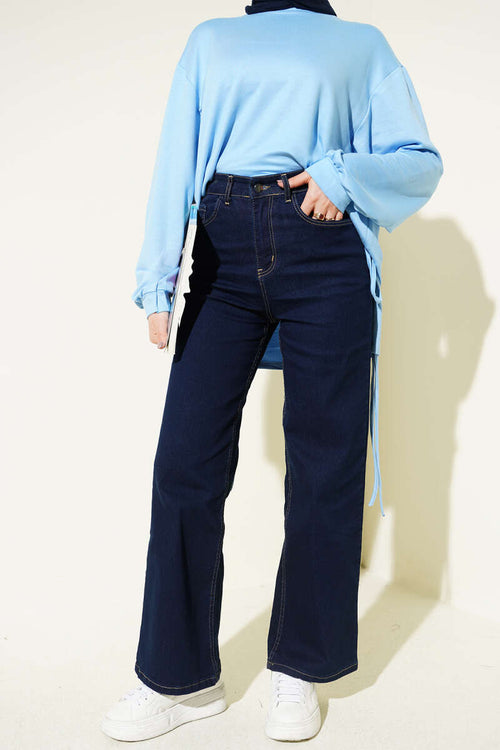 Bol Paça Cepli Kot Pantolon Lacivert