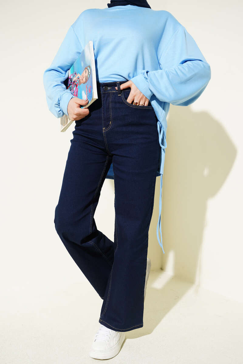 Bol Paça Cepli Kot Pantolon Lacivert