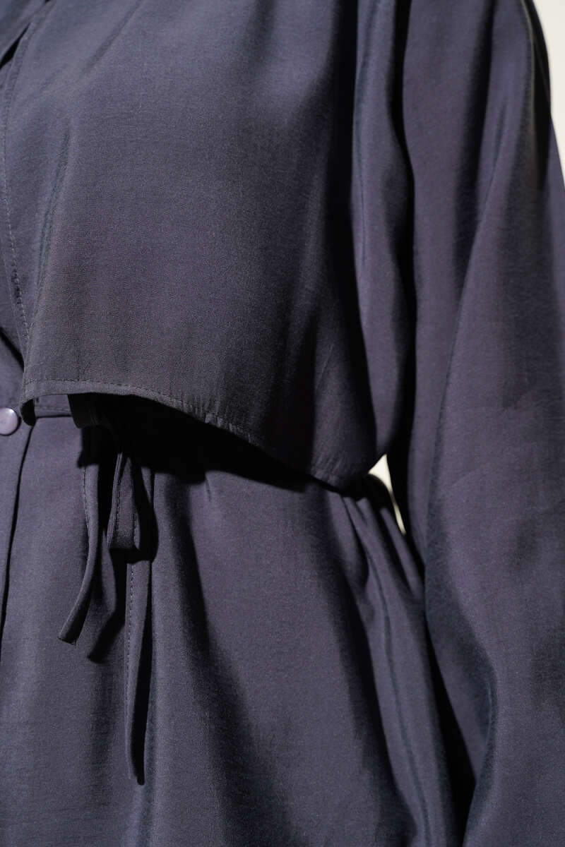 Bolero Detaylı İp Kuşaklı Tensel Gömlek