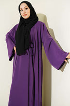 Boncuk İşlemeli Kuşaklı Abaya
