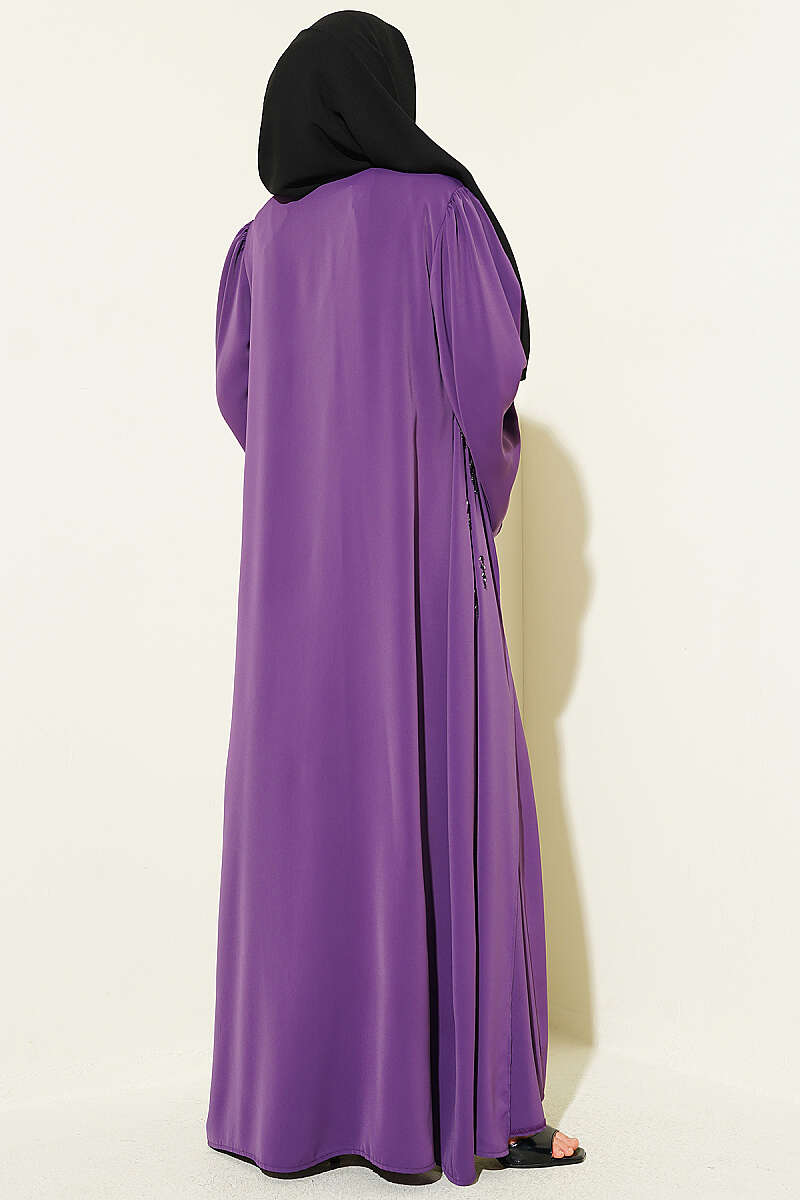 Boncuk İşlemeli Kuşaklı Abaya