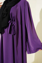 Boncuk İşlemeli Kuşaklı Abaya