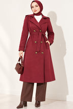 Doublebreasted Collar Trench Coat with Epaulettes