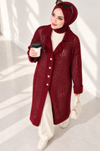 Openwork Button Detailed Knit Cardigan Beige