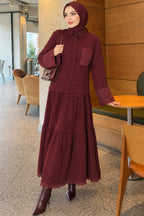 Crinkle Skirt Double Set with Pocket and Wrist Brodge
