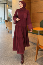 Crinkle Skirt Double Set with Pocket and Wrist Brodge