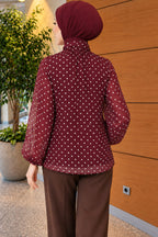 Chiffon Tunic with Polka Dot Collar Ties