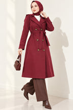 Doublebreasted Collar Trench Coat with Epaulettes