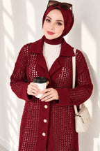 Openwork Button Detailed Knit Cardigan Beige