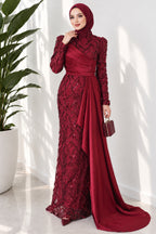 Draped, Beaded and Sequinned Evening Dress