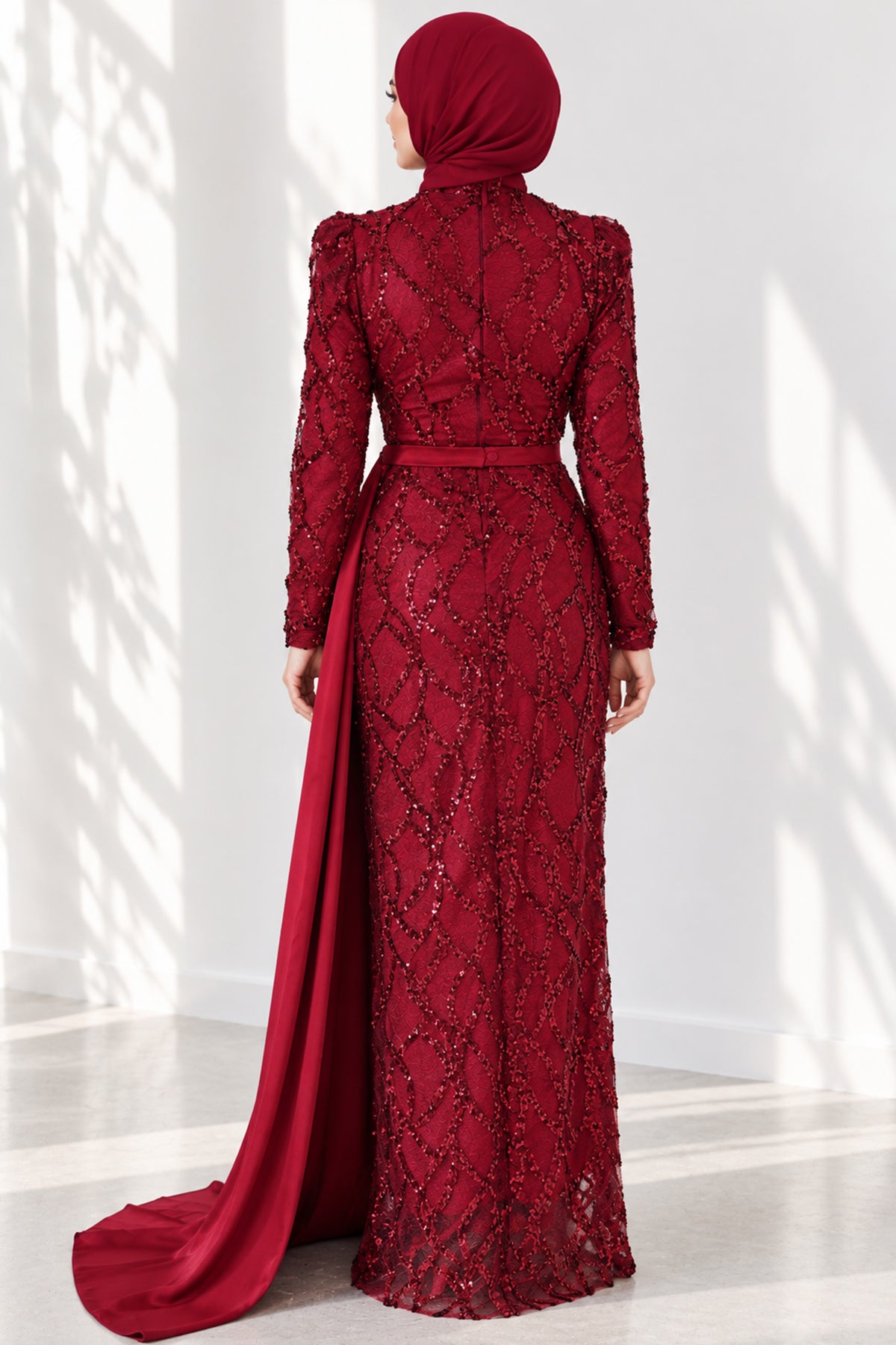 Draped, Beaded and Sequinned Evening Dress