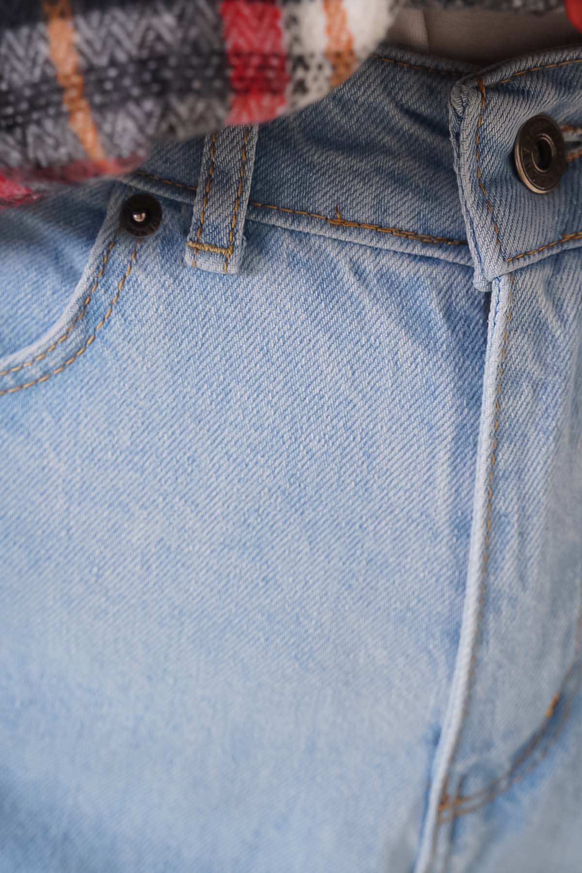 Boru Paça Açık Mavi Jean Pantolon