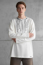 Boya Detaylı Erkek Sweatshirt